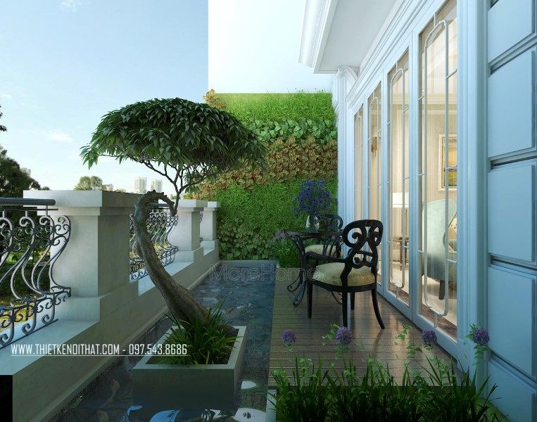 Thiết kế sảnh ngoài trời nhà liền kề khu đô thị Văn Quán